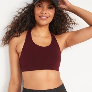 Medium Support PowerPress Strappy Sports Bra in Raisin Burnout